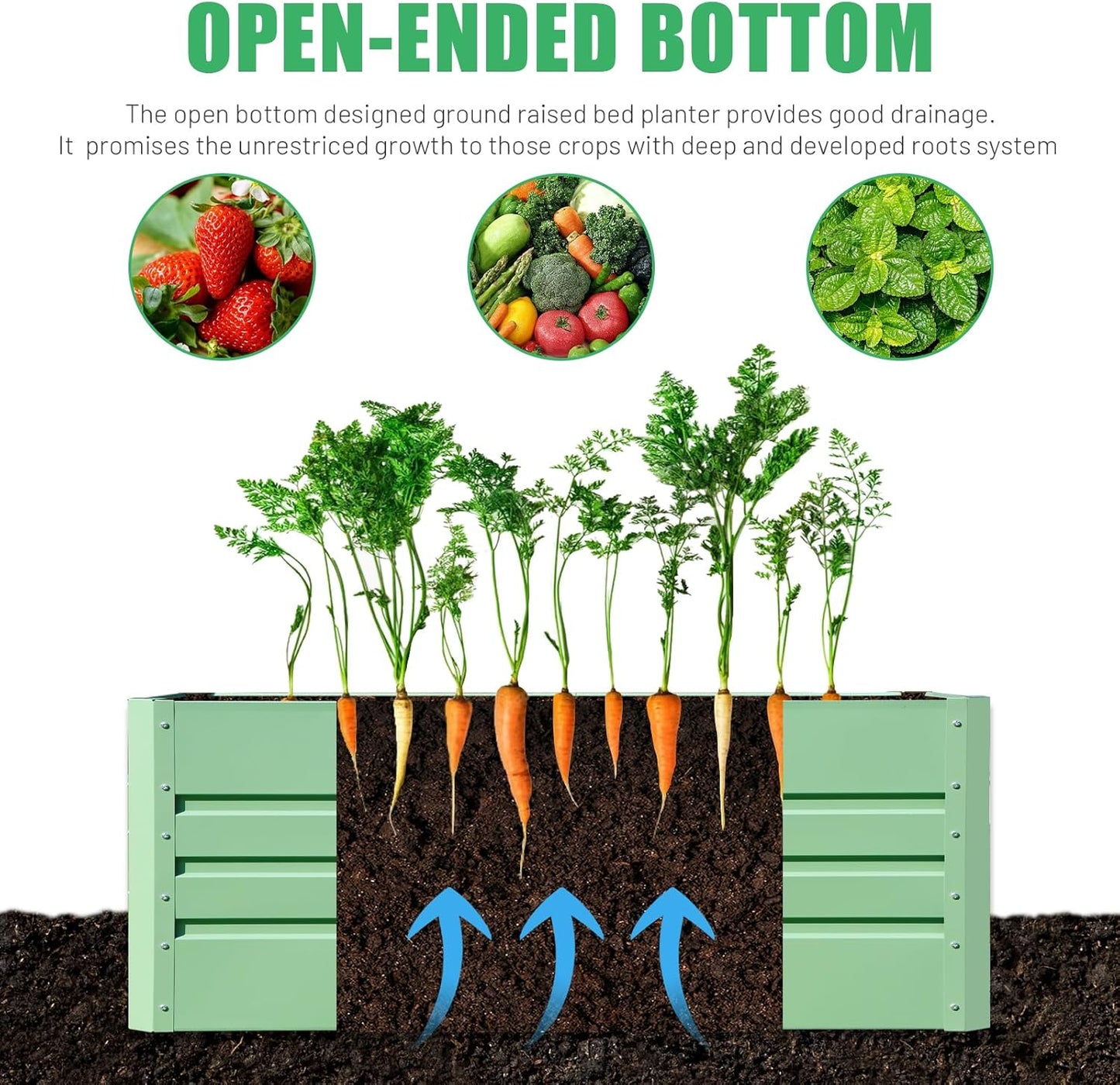 SnugNiture 4x2x2FT Raised Garden Bed Galvanized Planter Garden Boxes Outdoor, Deep Root Planter Raised Bed for Vegetables Flowers Herbs,Green