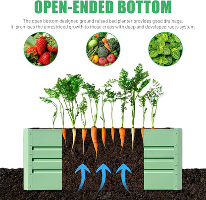 SnugNiture 4x2x2FT Raised Garden Bed Galvanized Planter Garden Boxes Outdoor, Deep Root Planter Raised Bed for Vegetables Flowers Herbs,Green