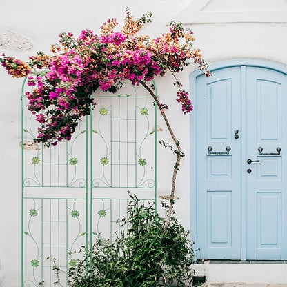 4 Pack Metal Garden Trellis 71" H Garden Fence Rustproof Trellis for Climbing Plants Support Roses Flower Outdoor Lawn, Blue Green