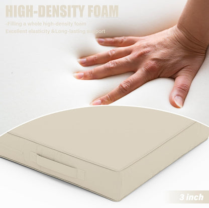 Patio Chair Cushions 17 X 16 X 3 Inch Waterproof Outdoor Seat Cushions for Patio Furniture, Outdoor Sofa Couch Pads with Ties & Handle, Set of 2, Cream