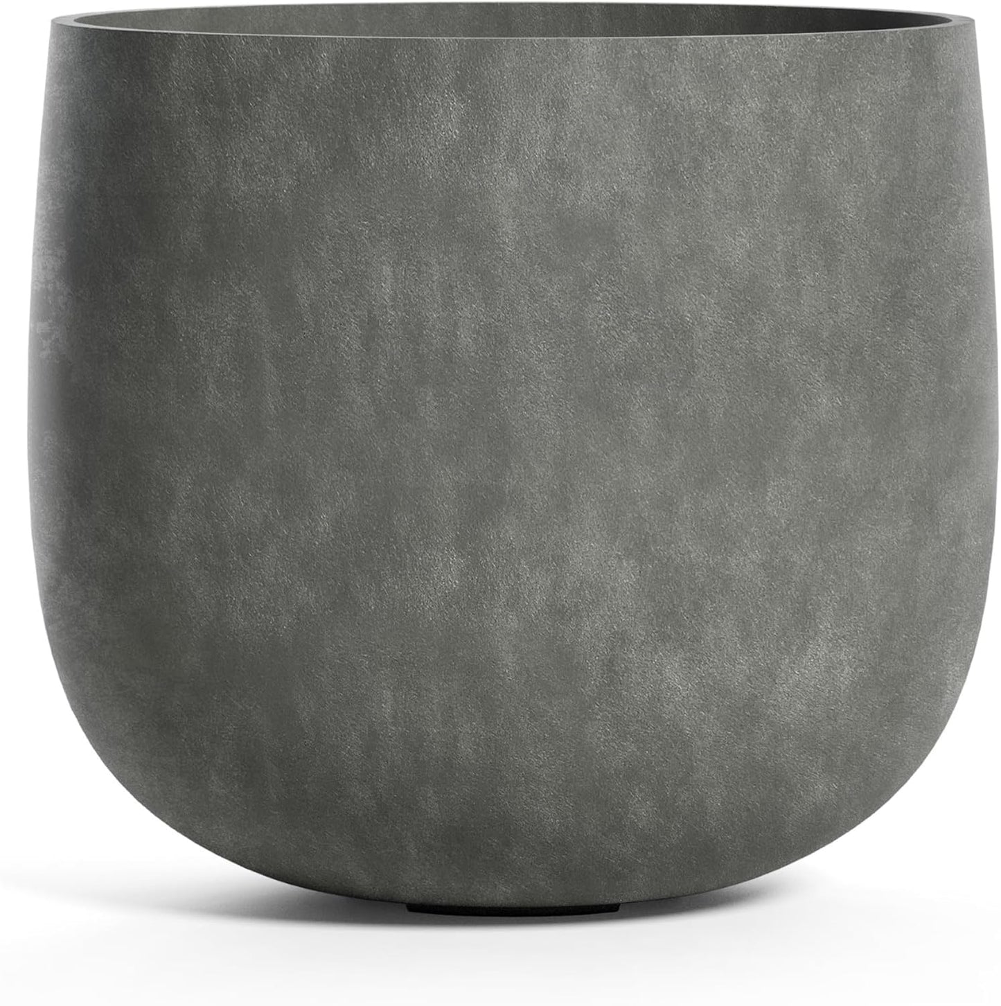 Mondo Large Planter – Grey Stone Finish – Fiberglass Indoor/Outdoor and Weather-Resistant Round Planter (33" D x 31.3" H Exterior, 31.5" D x 30.7" H Interior)