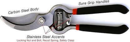 Garden Guru Classic Bypass Pruning Shears Clippers – Heavy Duty Forged Steel Garden Pruners – Safety Lock – Non Slip Comfort Grips – Cuts up to 1” – Professional Bypass Pruners for Gardening (4 Pack)