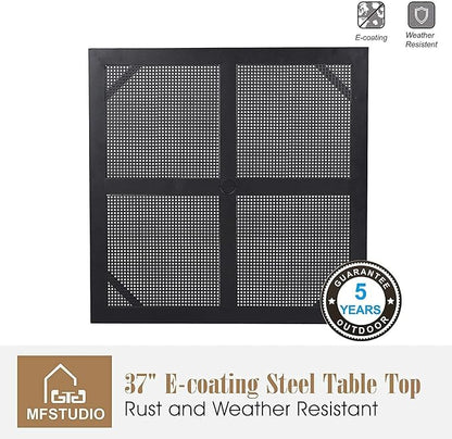 MFSTUDIO Outdoor Patio Dining Set for 4, Patio Table and Chairs Set for Deck/Backyard/Poolside/Garden, 5 Piece Patio Furniture Set with Umbrella Hole