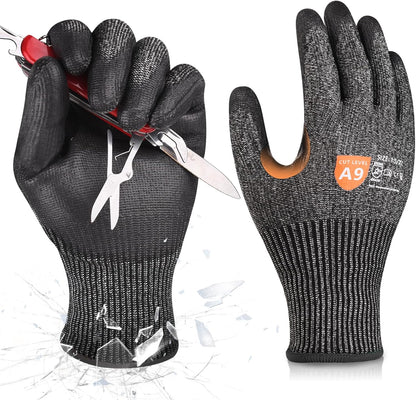 Donfri A9 Cut Resistant Work Gloves for Men - Steel + HPPE Hybrid Safety Gloves for Men, ANSI Cut Level 9 Protection Flexible for Metal Glass Wood Construction Fishing