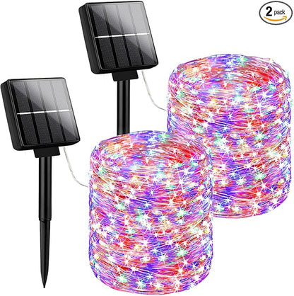 Brightever Outdoor Solar String Lights Waterproof, 2-Pack Total 80FT 200LED Solar Fairy Lights for Outside with 8 Lighting Modes, Solar Twinkle Lights for Yard, Christmas, Party (Multicolor)