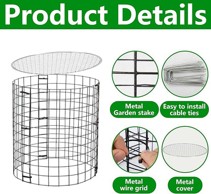 Adnee 8 Pack Wire Plant Protector with Cover-12" x 11" Detachable Plant Protector Metal Plant Cages-Garden Plant Cages for Flower Vegetable to Keep Animals Out