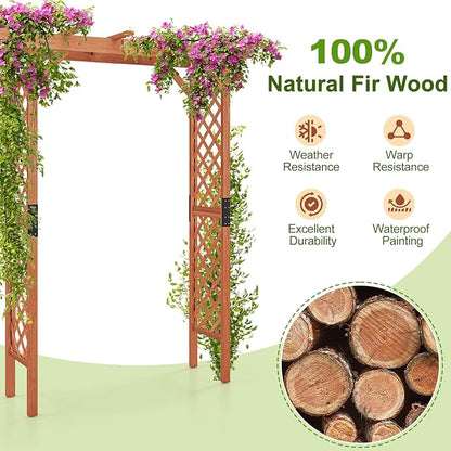 Giantex 7FT Wood Garden Arbor Trellis, Wedding Arch for Outdoor Patio Birthday Bridal Party Prom Decoration, Garden Trellis Pergola Arbor for Climbing Plant Rose Vines