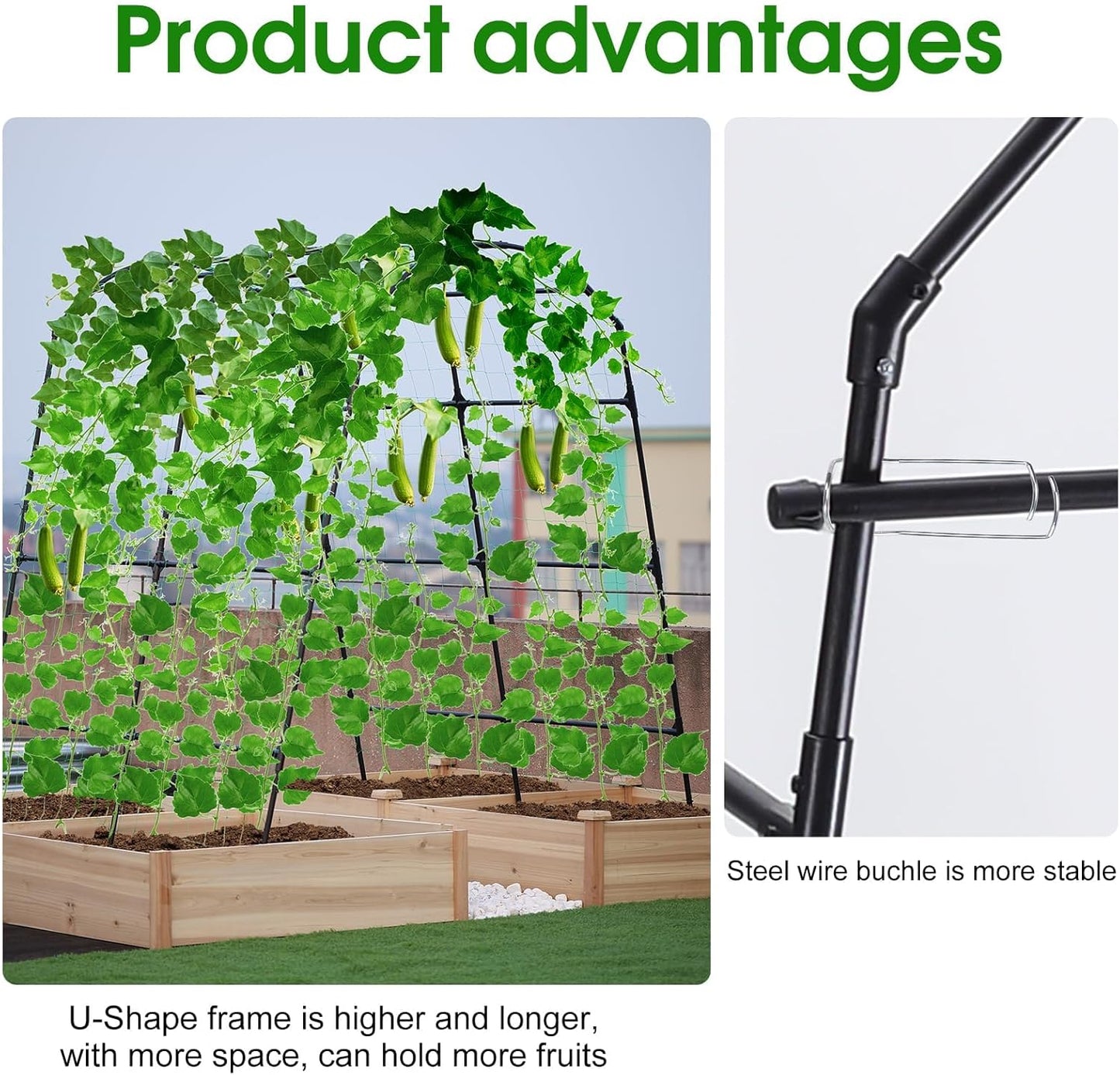 Lalahoni Garden Arch Trellis for Climbing Plants Outdoor, 7.8 Feet Tall Metal Large Archway Arbor Trellis Vine Plant Vegetables Squash Pumpkin Peas Beans Cucumber for Garden Raised Bed, Black