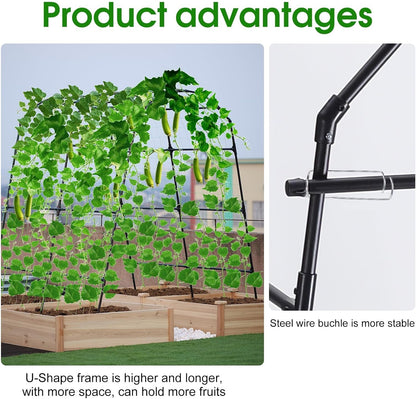 Lalahoni Garden Arch Trellis for Climbing Plants Outdoor, 7.8 Feet Tall Metal Large Archway Arbor Trellis Vine Plant Vegetables Squash Pumpkin Peas Beans Cucumber for Garden Raised Bed, Black