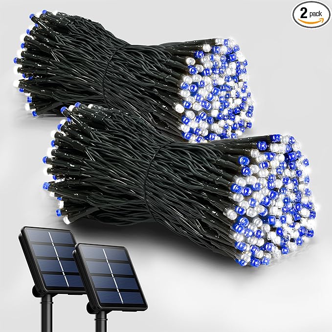 2 Pack Solar Christmas Lights Outdoor, 72FT 200 LED Solar String Lights with 8 Lighting Modes, IP65 Waterproof Solar Lights Outdoor for Xmas Garden Party Tree Decor