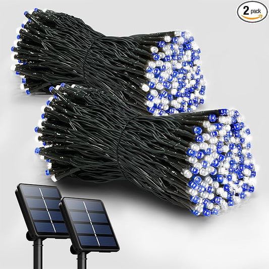 2 Pack Solar Christmas Lights Outdoor, 72FT 200 LED Solar String Lights with 8 Lighting Modes, IP65 Waterproof Solar Lights Outdoor for Xmas Garden Party Tree Decor