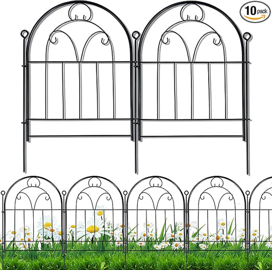 Garden Fence, 11ft(L) X 21in(H) 10 Pack Rustproof Metal No Dig Fence Panels, Garden Fencing Dog Fence Outdoor for Yard, Decorative Fences and Borders, Animal Barrier, Flower Bed, Patio