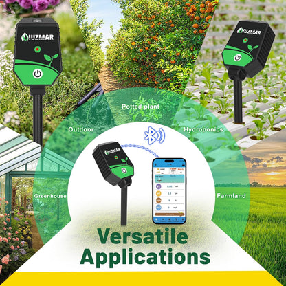 Soil pH Meter Soil Moisture Meter 8 in 1 Fertility Salt Moisture pH EC Light Humidity Temp Accurate Soil pH Test Kit for Garden and Hydroponics