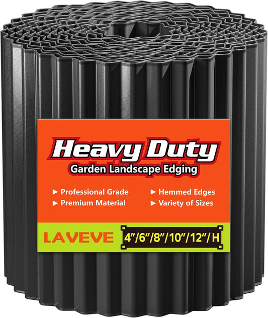 LAVEVE Corrugated Metal Garden Edging 6" x 10Ft, Landscape Edging Border for Lawn, Flower Bed, Garden Fence, Paver Edging (Black)