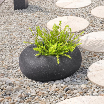 Stone - Mimicking Indoor/Outdoor Concrete Planter - Concrete Composite | Durable for Lawns & Commercial Decor (Charcoal Gray, Small)