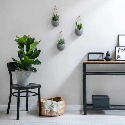 Kazai. Wall Planters -Ellie- | Hanging Ceramic Plant Pots 3 Pieces | Wall Decoration for Indoors, Balcony and Garden | Grey (Matte)