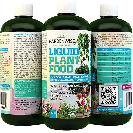 Organic Liquid Plant Food for Indoor Houseplants – All Purpose Fertilizer for Potted Plants, Vegetables, Succulents, Orchids, Roses – Miracle Growth with Mycorrhizae (8 oz)