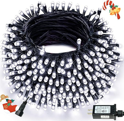 Connectable 300LED 99Ft 13Modes Christmas String Lights Indoor Outdoor | Extendable Green Wire Cool White Christmas Tree Lights with Timer | Twinkle Fairy Light Plug in for Xmas Tree(Cool White)