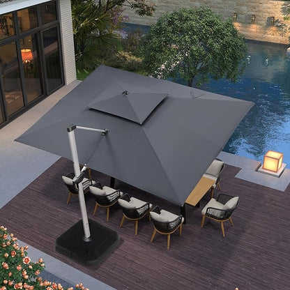 PURPLE LEAF 10' X 13' Patio Umbrella Outdoor Rectangle Umbrella Large Cantilever Umbrella Windproof Offset Heavy Duty Sun for Garden Deck Pool Patio, Grey