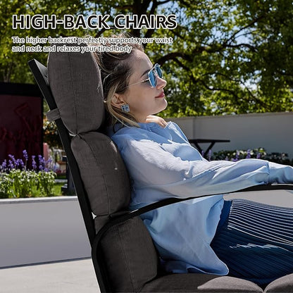 NATURAL EXPRESSIONS Patio Bistro Set, 3 Piece Outdoor Swivel Glider Rocking Chairs, Conversation Furniture with 2 Highback Rockers, 1 Table and 5" Cushion for Backyard,Porch,Yard,350lb. (Dark Grey)