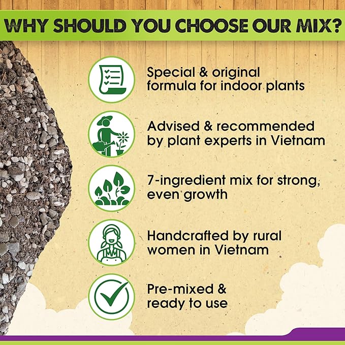DUSPRO Recycle Pre-Mixed House Plant Potting Mix 7in1 with Potting Soil Indoor Plants, Tropical Indoor Potting Soil with Pine Bark, Pumice, Coco Coir, Perlite, Worm Castings, Gypsum, Peat Moss 20QRT