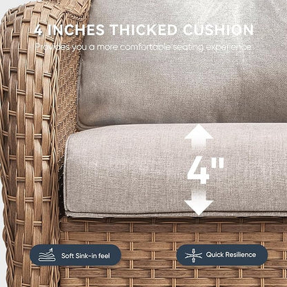 Patio Chair Cushions 6 Packs - Outside High Back Thick Water-Resistant Cushion 22x24 with Zipper Cover for Outdoor Glider Rocking Chairs Loveseat Couch Sofa – Beige/Crescent