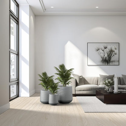 Kante 15.3"+11.6"+8.2" Dia Round Concrete Planter, Large Outdoor Indoor Planter Pots Containers with Drainage Holes and Rubber Plug for Home Garden Patio, Gray Concrete