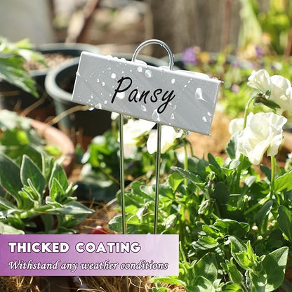 FORUP Metal Plant Labels, 30 Pack Garden Label Markers, Weatherproof Garden Stake Tags, Reusable Planting Gardening Markers, White