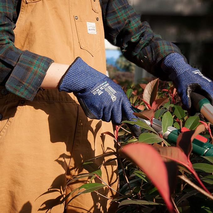 ANDANDA Cut Resistant Gloves Level C, 3D Comfort Stretch Fit, PU Coated Work Gloves with Power Grip, Ideal Work Gloves for Men/Women Handle Glass, Sharp Metal, Blue(XL),1Pair