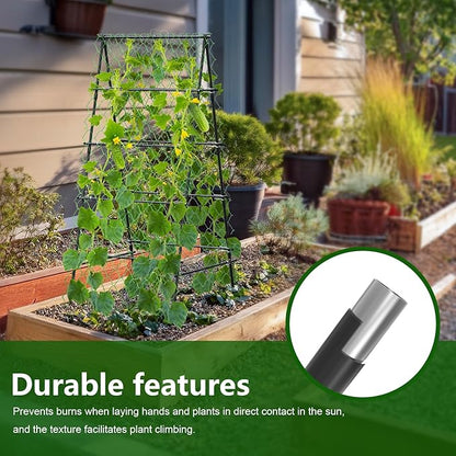 Garden Trellis for Climbing Plants, A-Shape Garden Plant Support Frame for Raised Bed Vegetables, Provides Support for Beans, Tomatoes and Cucumber, Black