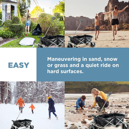 Creative Outdoor Push Pull Stroller Wagon, Beach Hauler XXL Deluxe with Canopy, Collapsible and Portable Heavy Duty Folding Cart, Supports up to 200lbs Weight Capacity, Giant 10" Wheels
