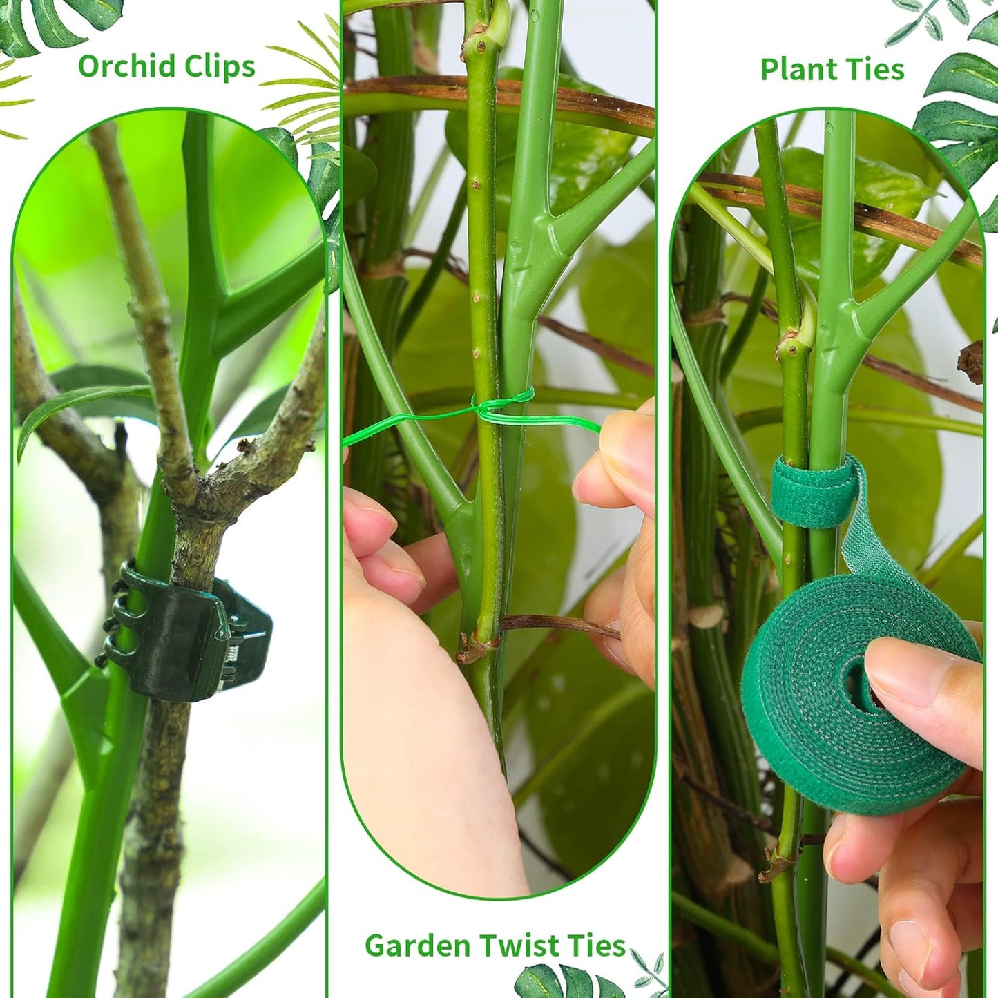 6 Pack 39.37" Detachable Twig Plant Support Stakes Set, Blends in to Plant, Branch Plant Sticks with Orchid Clips Twist Plant Ties, Twig Trellis for Indoor Outdoor Plants Potted Plants Flower