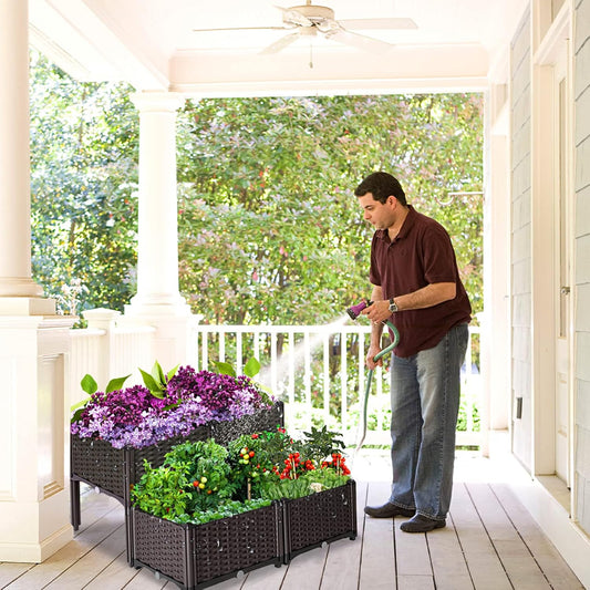 Raised Garden Bed with Legs, Elevated Plastic Planter Box for Outdoor Plants, Flowers, Vegetables and Herbs
