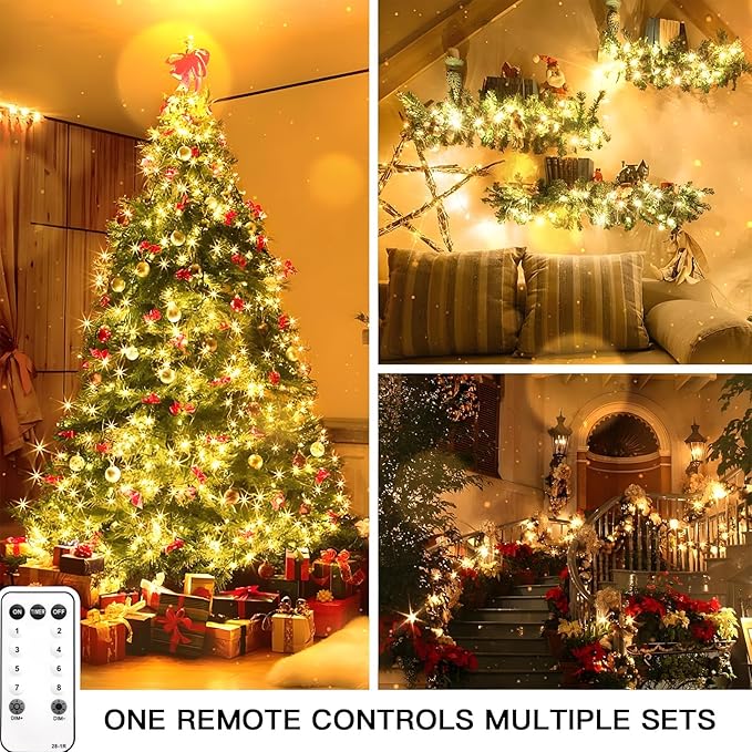 suddus 200 Led Connectable Christmas Lights Outdoor Waterproof, 66ft Fairy Lights Plug in with Remote, Warm White Christmas Tree Light Indoor for Xmas Holiday, Party, Porch, Patio, Garden Decor