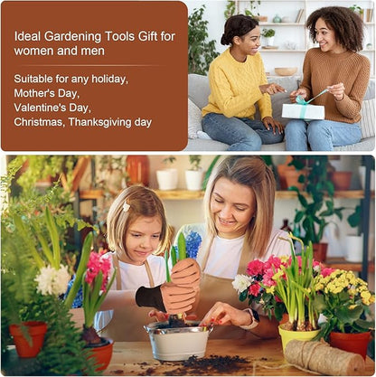 MelonArt Garden Tool Set, 4 Pieces Heavy Duty Gardening Hand Tool Kit Aluminum for Women Men Planting Including Hand Shovel, Transplant Shovel and Hand Rake with Non Slip Rubber Handle and Gloves