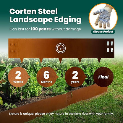 Corten Steel Landscape Edging Metal Garden Edging 40 Inch Strips Landscaping Steel 10 Inch Depth Garden Border Rusted Edge Flower Bed for Lawn Yard Outdoor Plant 6 pcs by GZGNEEVL