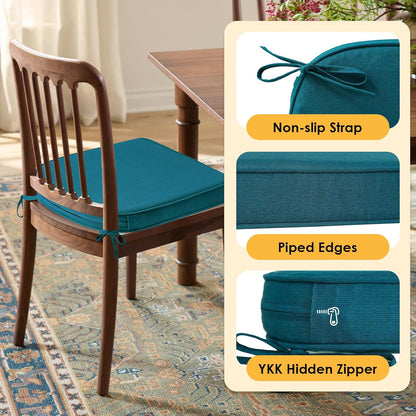 Outdoor Sunbrella Round Corner Seat Cushion, 17"x16"x2", Set of 4, Non Slip Seat Cushion Pads with Removable Cover for Patio Furniture, Garden Yard Lawn, Spectrum Peacock