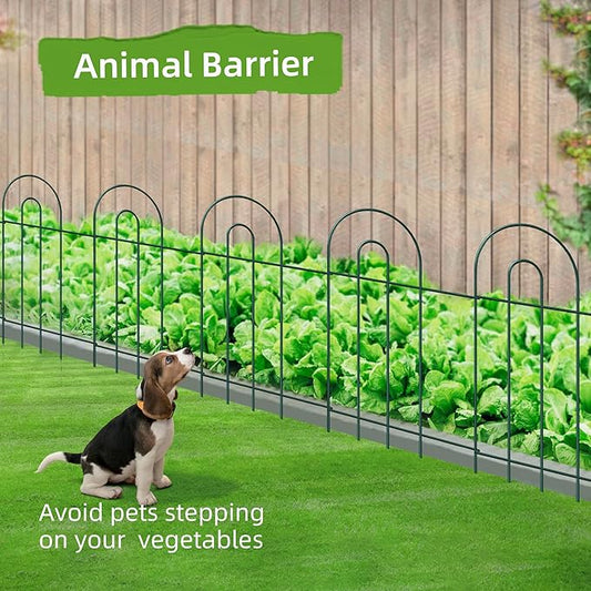 Decorative Garden Fence Border 32inX20ft Outdoor Green No Dig Temporary Iron Wire Edge Flowers Fencing Panels Rustproof Metal Folding Garden Fencing for Yard