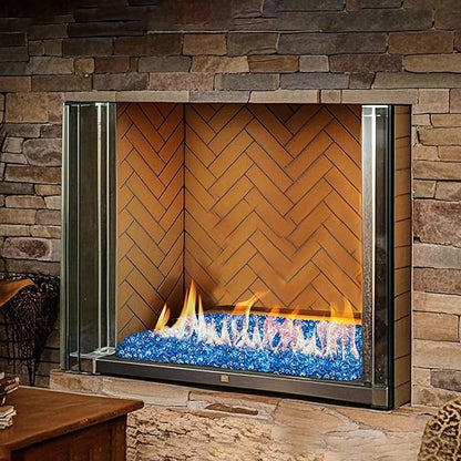 Skyflame 10-Pound Fire Glass Diamonds for Fire Pit Fireplace Landscaping, 1/2 Inch Reflective Glass Fire-Diamonds, Caribbean Blue