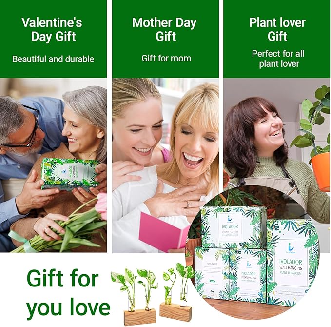 Propagation Station, Plants Terrarium, Plants Lover Gifts for Women,Plant Cutting Holder Home décor,Gifts for Women,House Warming New Home-4 Tubes-Beige