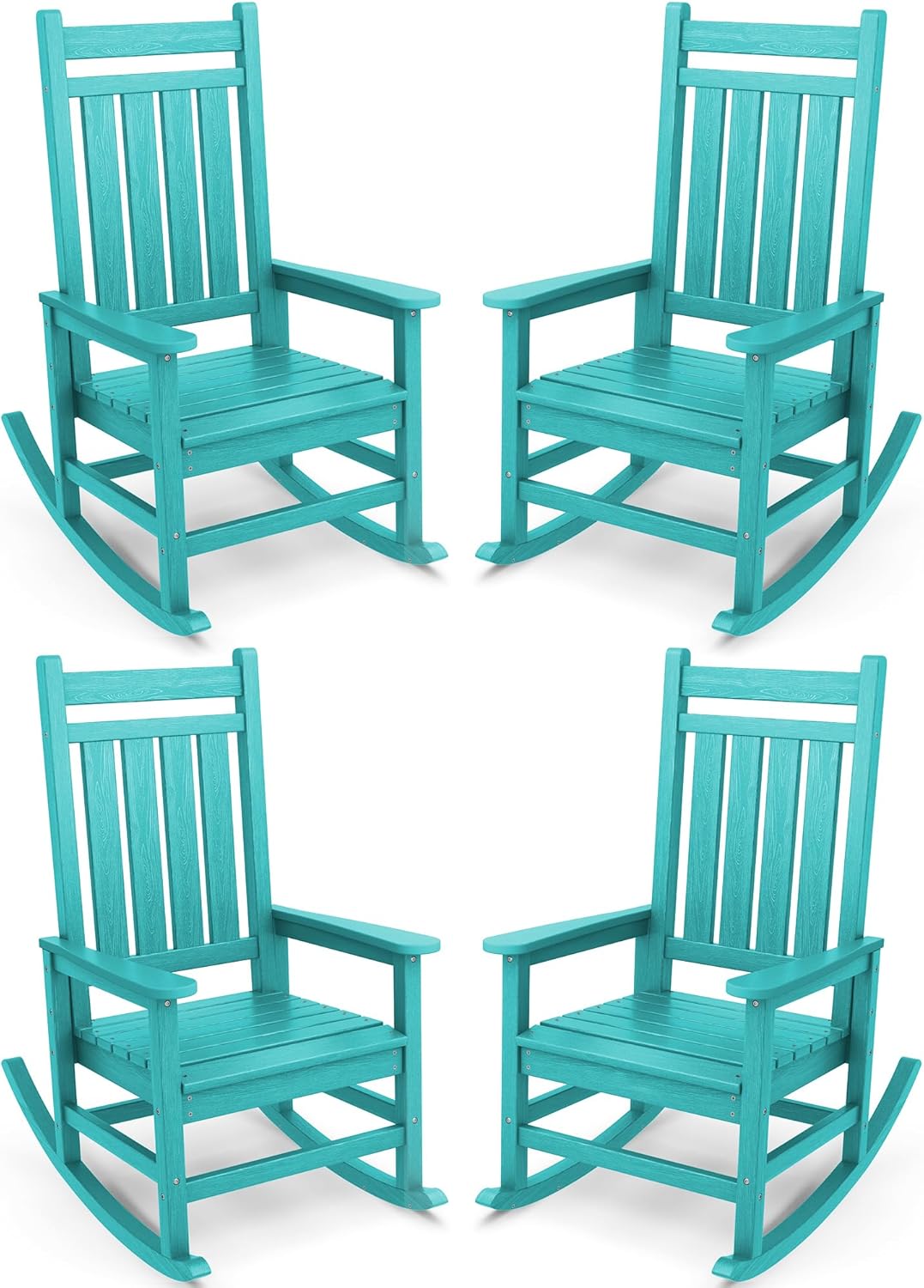 SERWALL HDPE Rocking Chair Set of 4, Outdoord Rocking Chairs for Adult, Aruba