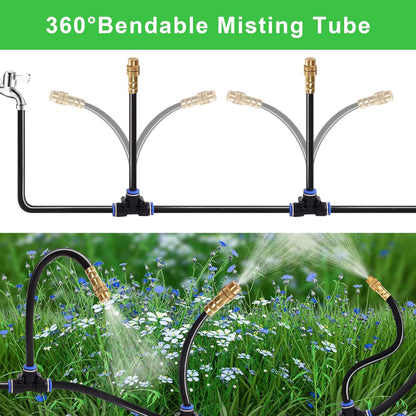 Drip Irrigation Kit, Flexible 360°Adjustable Watering System with Nozzle Control, Misting Hose for Garden, Greenhouse, Lawn, Yard & Potted Plants (49 Feets)