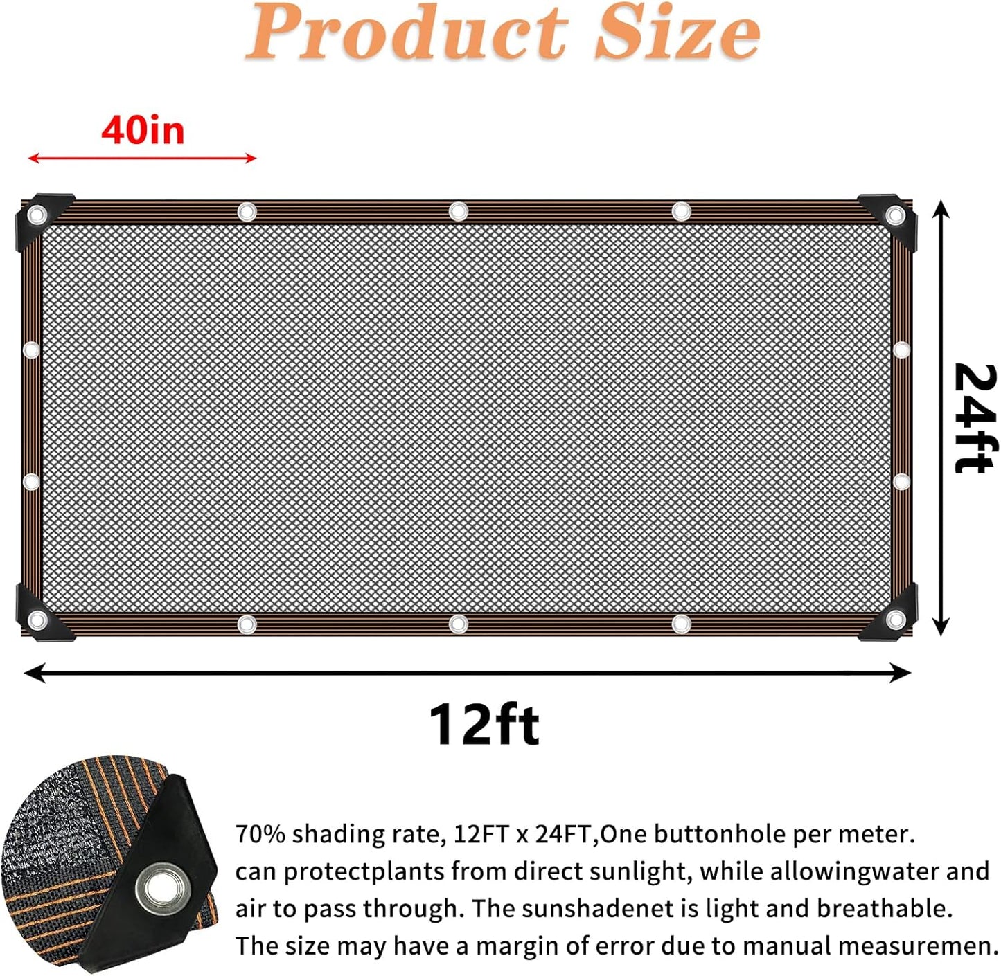 Shade Cloth - for Garden Plants Greenhouse, 70% Sunblock Shade Neting -for Outdoor Garden Pergola Patio Lawn Pool, Easier to Hang Sun Protection Neting Covers for Kennel Chicken Coop