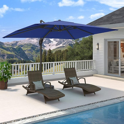 9' X 12' Cantilever Patio Umbrella 360°Rotation Rectangular Outdoor Large Offset Umbrellas Heavy Duty Windproof for Garden Deck Pool Backyard, Navy