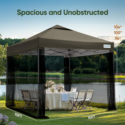 Quictent 10x10 Pop Up Canopy Tent, Instant Setup Gazebo for 1 Person, Portable & Compact, Waterproof & UV Protection, Ideal for Camping, Beach, Parties, and Outdoor Events