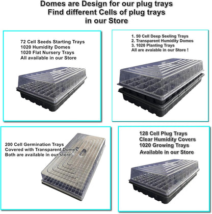 10 Pcs Humidity Dome, Plastic Clear Seed Starter Dome 1020 Tray Covers Humidifying and Insulating for Greenhouse Germination and Garden Growing (21.5"×11.5", 3.15" Height, 10-Pack)