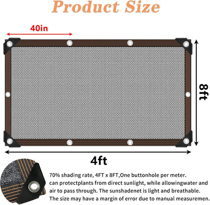 QLOFEI Shade Cloth for Garden, 70% Sun Screens for Patio Pergola Outdoor, Easy to Hang Mesh Tarp Shade Cloth with Grommets, Shade Neting Cover for Kennel Chicken Coop Plant Shade Sail, 4x8 FT