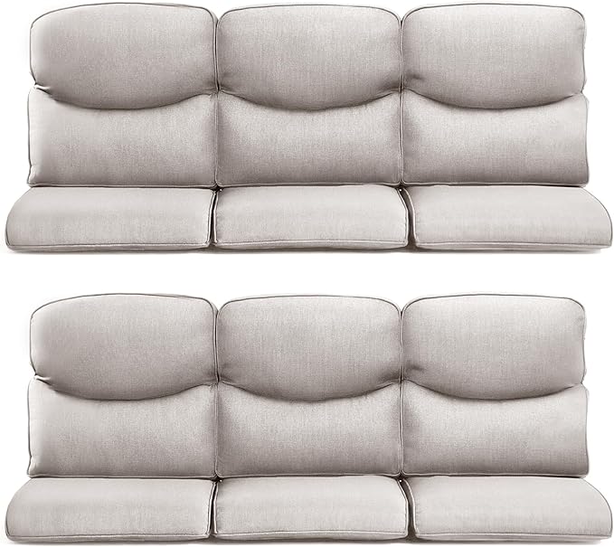 Patio Chair Cushions 6 Packs - Outside High Back Thick Water-Resistant Cushion 22x24 with Zipper Cover for Outdoor Glider Rocking Chairs Loveseat Couch Sofa – Beige/Crescent