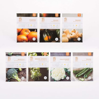 Seed Starter Kit – Harvest Garden | Non-GMO | Heirloom Seed Packets | Natural Wood Row Markers | Sustainable Healthy Living | Thanksgiving Garden | Fall Harvest