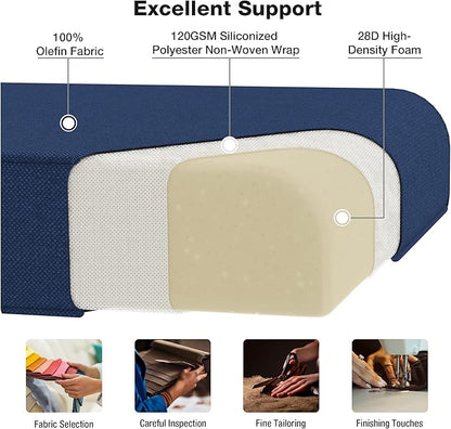 Joyside Outdoor Chair Cushions Set, 22x25/22x24 Inch Patio Furniture Deep Seat Cushions, Water Resistant & Thick Cushion, Outdoor Replacement Cushions for Seat and Sofa (Blue, 4 Set)